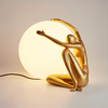 Lampa stołowa WOMAN-1 ,47 cm -złota figura, biały klosz