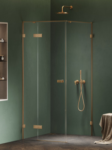 Kabina prysznicowa OXIA GOLD BRUSHED 1D L prostokątna 80x70x200 szkło czyste 8mm Active Shield 2.0