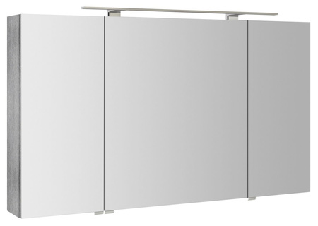 RIWA szafka z lustrem, oświetlenie LED, 3 drzwiczki, 121x70x17cm, dąb srebrny