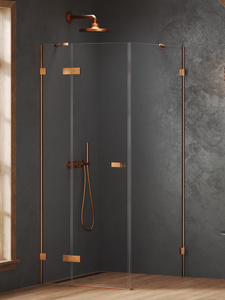 NZ2 Kabina prysznicowa OXIA COPPER BRUSHED 1D L 80x70x200 szkło czyste 8mm Active Shield 2.0