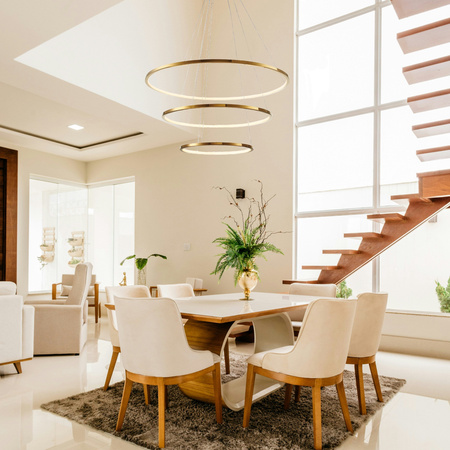 Lampa wisząca CIRCLE SLIM 40+60+80 cm - LED, ring złoty potrójny