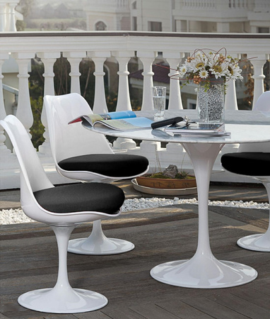 Stół TULIP MARBLE 90 CARRARA biały -      marmur, metal