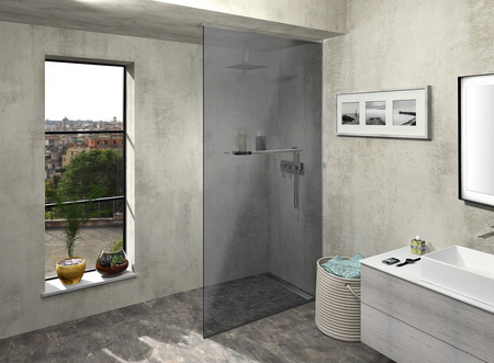 ARCHITEX zestaw do mocowania szkła podłoga-ściana-sufit z listwą spadkową, 1615x2600mm, prawy, polerowany aluminium