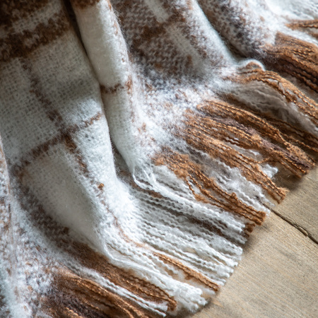 Check Faux Mohair Throw Tan 1300x1800mm