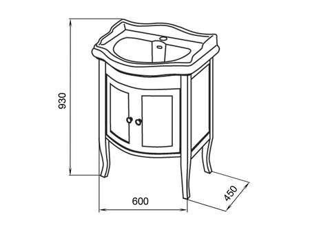RETRO szafka umywalkowa 60x80x45cm, starobiała