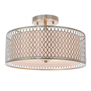 Lampa sufitowa Cordero – satynowy nikiel / biały, 43 × 43 × 26 cm