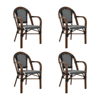 Zestaw 4 krzeseł ogrodowych CAFE PARIS    ARM brązowy rattan