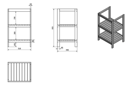 ETIDE szafka umywalkowa 51,5x85x44 cm, regał, biały mat