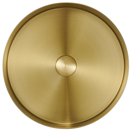 AURUM umywalka ze stali nierdzewnej, średnica 38cm, z korkiem, złoto mat