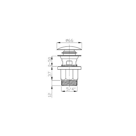 Korek umywalkowy 5/4“, klik-klak, duży grzybek, 30-50mm, ABS/stal nierdzewna
