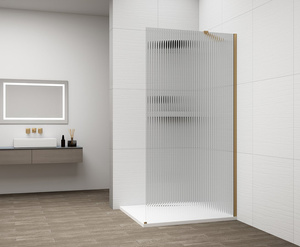 ESCA GOLD MATT jednoczęściowa kabina przysznicowa Walk-In, montaż przy ścianie, szkło Flute,1000 mm
