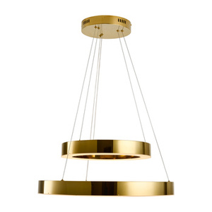 Lampa wisząca CIRCLE 2 40+60 cm - LED dwa ringi złoty połysk