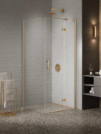 Kabina NESTA GOLD BRUSHED 1D prostokątna L 80x120x200 czyste 6mm Active Shield 2.0