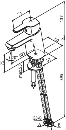 Bateria umywalkowa stal pvd