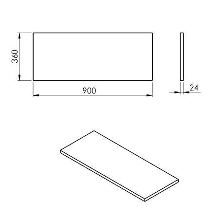 PLATO blat Rockstone 900x24x360mm, biały mat