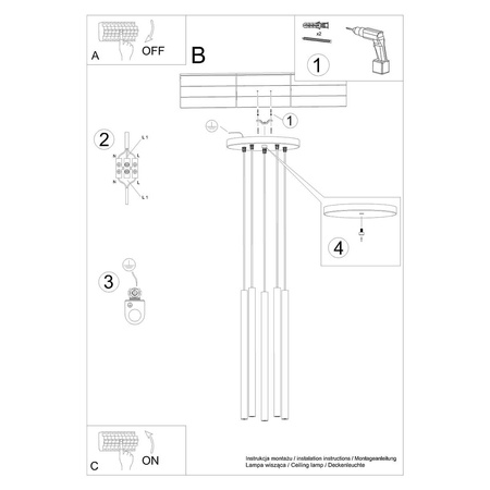 Lampa wisząca PASTELO 5P drewno