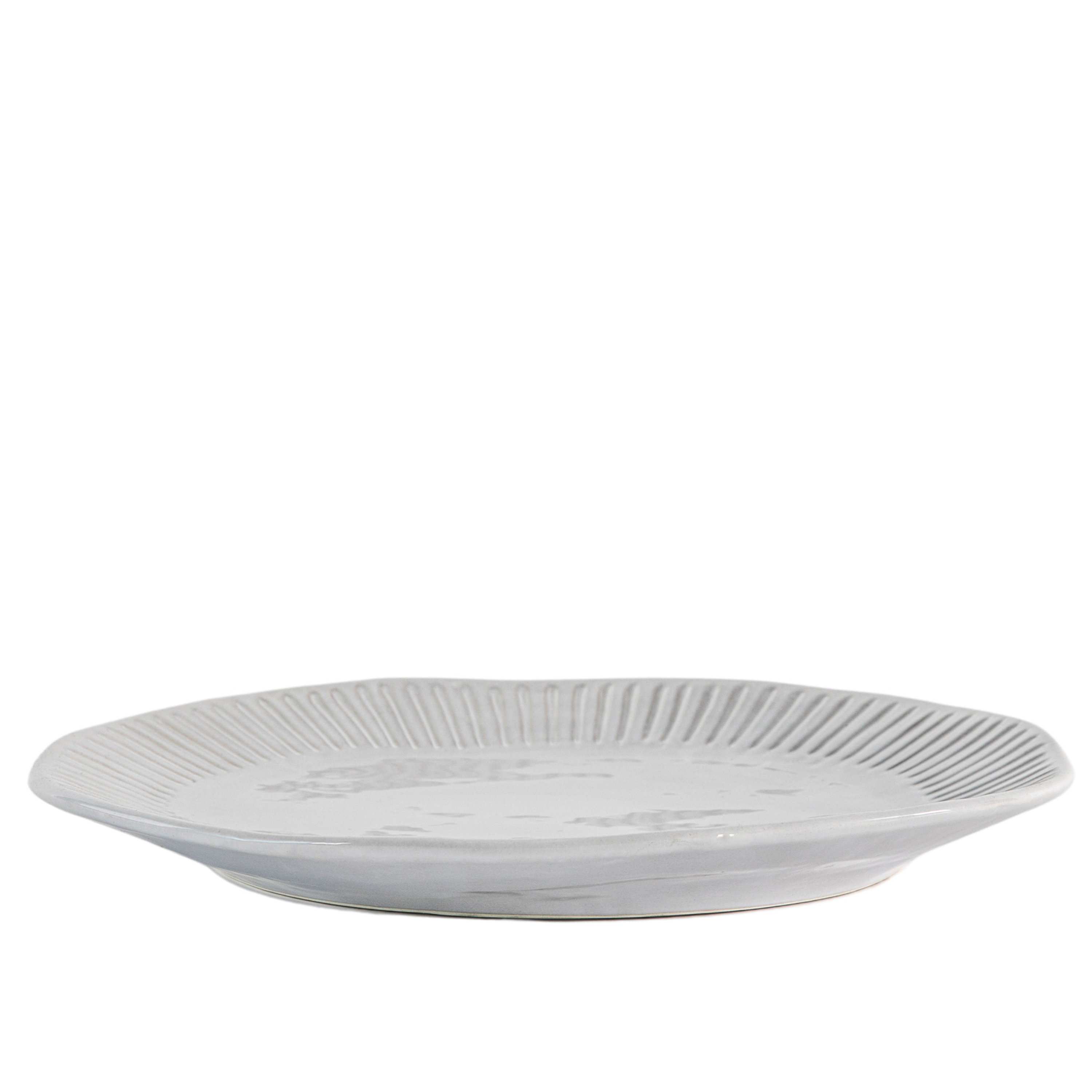 Talerz obiadowy Organic Ridged – biały, 28 × 2,5 × 28 cm, zestaw 4 szt.