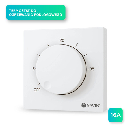 Termostat mechaniczny do ogrzewania podłogowego NAVIN EH84BM-16A, biały