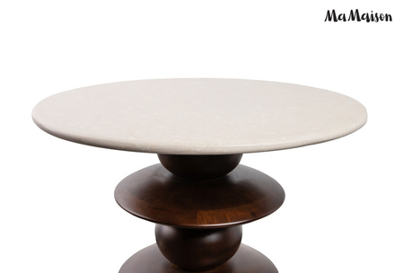 MaMaison stolik RONDA 50 drewno mango /   marmur