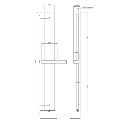 OTHELLO MONO SLIM grzejnik aluminiowy 300x1890mm, czarny mat