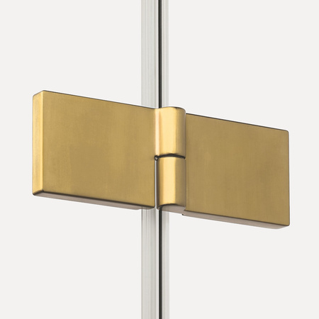 Kabina prysznicowa NEW SOLEO GOLD BRUSHED 1D prostokątna P 80x90x195 szkło czyste 6mm Active Shield 2.0 - składane