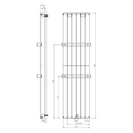 COLONNA grzejnik 450x1800mm, biały