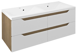 WAVE szafka umywalkowa 119,7x50x47,8cm, biała/dąb cuneo