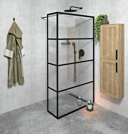 CURE BLACK walk-in, 1000 mm, szkło czyste