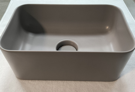 Vitruvit MINIMAL ceramiczna umywalka nablatowa prostokątna 40 x 25 cm Quartz mat z korkiem klik klak Quartz mat (wyprzedaż ekspozycyjna)