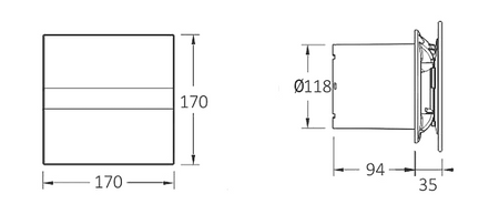 E-120 GTH wentylator łazienk. osiowy z elektr. wył. czas.6W/11W, wylot 120mm, bi