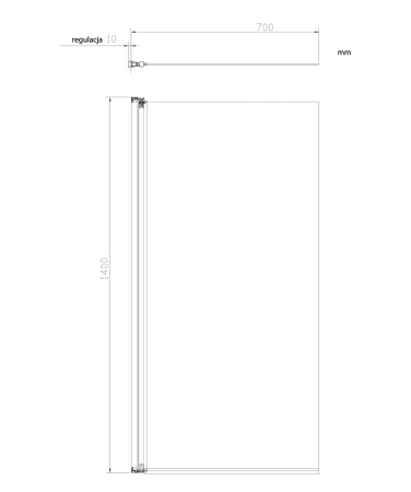 KENTON parawan nawannowy, 70 cm, chrom połysk, szkło transparentne