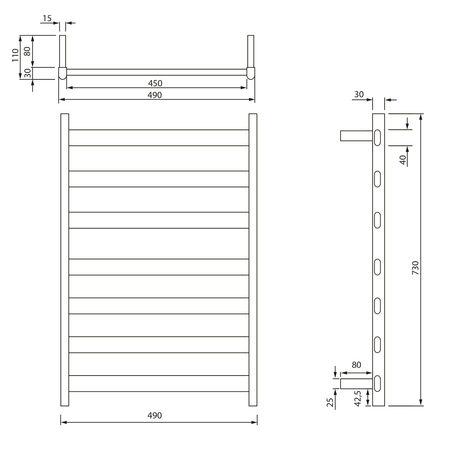ELIAS  elektryczna suszarka na ręczniki 490x730x110 mm, 105 W, biały mat