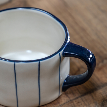 Organic Stripe Mug Blue (4pk)