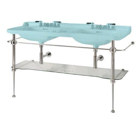 WALDORF podpora podwójnej umywalki 150 cm z półką szklaną, chrom