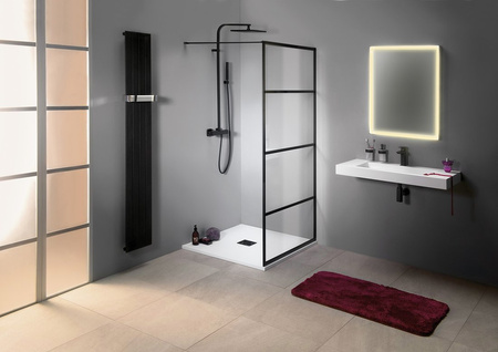 CURE BLACK walk-in, 700 mm, szkło czyste