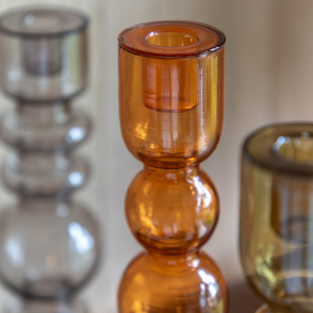 Villena Glass Taper Candlestick Amber 300mm