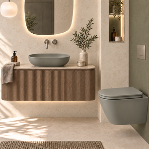 Zestaw RESORT FEELING umywalka nablatowa, Korek klik klak, Miska i Deska WC szary mat (503)