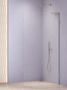 Kabina prysznicowa OXIA NICKEL BRUSHED walk-in 50x200 szkło czyste 8mm Active Shield 2.0 - WSPORNIK KĄTOWY