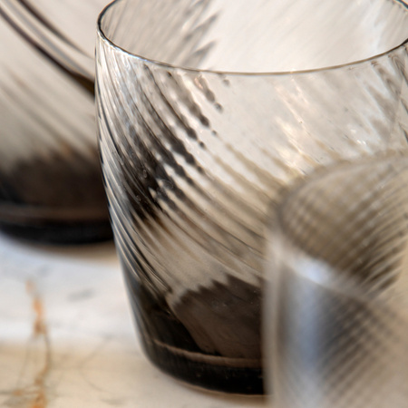 Swirl Tumbler Glass Smoked Grey (4pk) 85x85x97mm