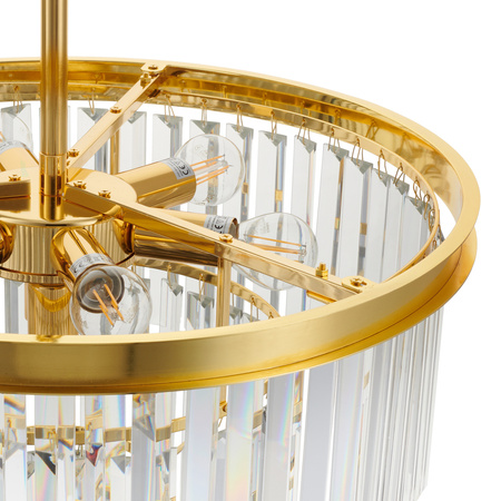 Lampa wisząca SPLENDORE 50 cm - żyrandol złoto-kryształowy