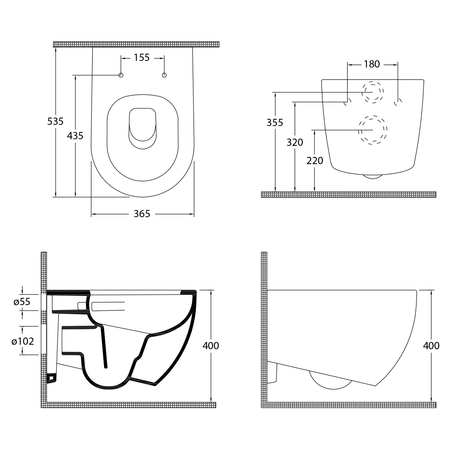 INFINITY miska WC wisząca, Vortex Rimless, 36,5x53cm, biały