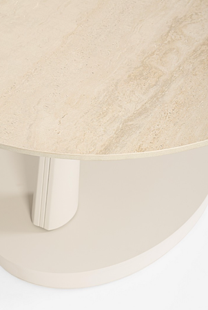 BIZZOTTO Stolik kawowy JOEL IVORY 80–126,5 cm – rozkładany, efekt marmuru, nowoczesny design