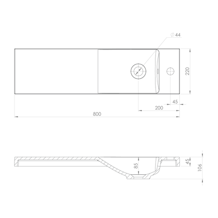 AGOS umywalka kompozytowa 80x22cm, biały, lewa/prawa