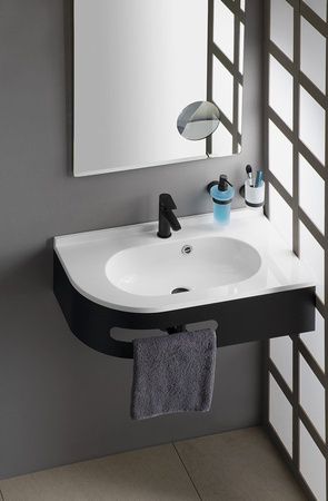 PULSE wspornik z wieszakiem na ręczniki, prawy, czarny mat