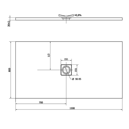 FLEXIA brodzik kompozytowy z możliwością docinania 150x80cm, biały mat