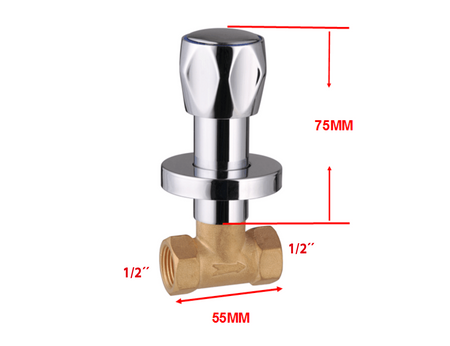 Zawór podtynkowy 1/2", chrom