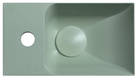 PICCOLINO umywalka betonowa, 30,8x17cm, bateria z lewej strony, zielony mat