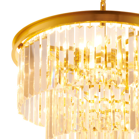 Lampa wisząca SPLENDORE 50 cm - żyrandol złoto-kryształowy