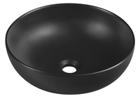 RONDANE umywalka ceramiczna nablatowa, średnica 41cm, czarny mat