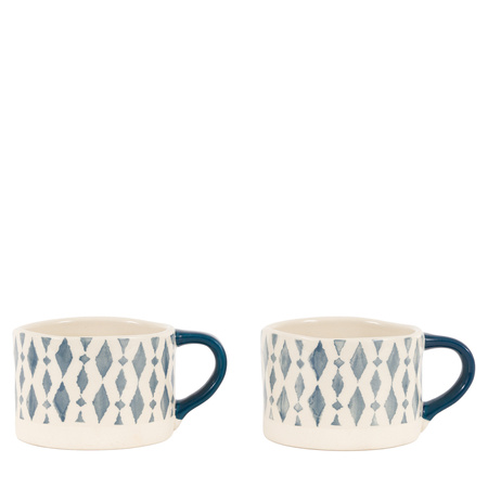 Ikat Diamond Print Mugs Blue (4pk)